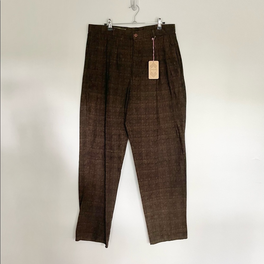 Vintage super high rise cotton trouser pants 34” waist large XL plaid fall